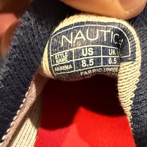 Nautica Blue Slip-On Shoes with Red and White Stripes - Picture 4 of 6